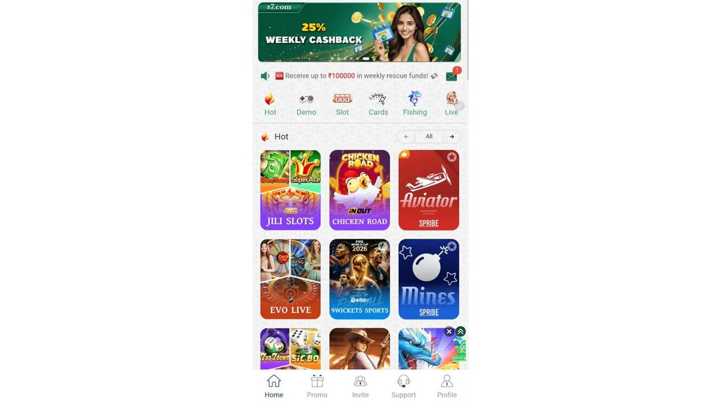 Z7 Game mobile gaming platform on Android device.